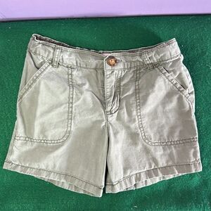 Carter's Girls Olive Green Cotton Shorts Size 7 Casual Summer Bottoms
